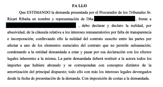 victoria sentencia estimatoria